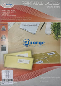EJRange Thicker Address Labels 100 Sheet White A4 Sticky Self-Adhesive Inkjet Laser Printer Peel