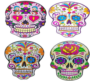 Halloween Hanging Decorations Glitter Skull Laser Sparkle Day of the Dead X 2