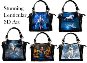 Anne Stokes Womens Lenticular 3D Art Handbags Fantasy Gothic Shoulder Bag Black