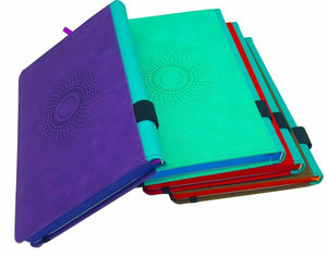 Notebook A5 Hardback PU Leather Journal Notepad, Pen Holder Ribbon Inner Pocket