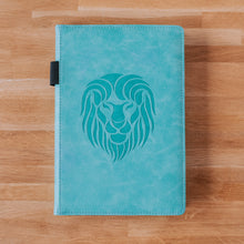 Load image into Gallery viewer, EJRange Notebook A5 Lined Journal - PU Leather, Wipe Clean Cover, Elastic Closure, Ribbon, Ruled, 192 Pages, Lion Design