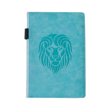 Load image into Gallery viewer, EJRange Notebook A5 Lined Journal - PU Leather, Wipe Clean Cover, Elastic Closure, Ribbon, Ruled, 192 Pages, Lion Design